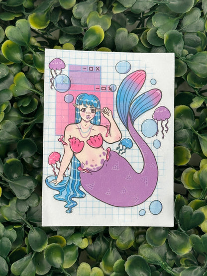 Vaporwave Mermaid - 3 inch Sticker