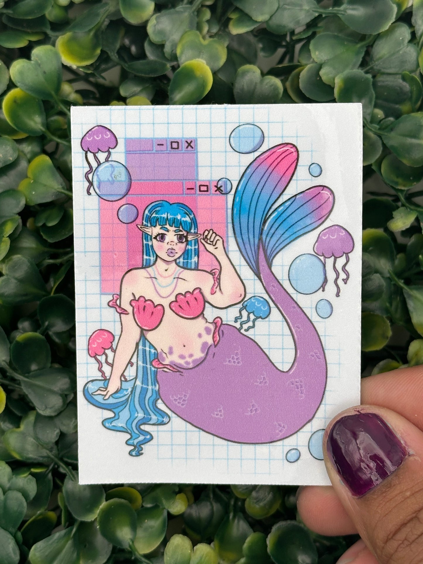 Vaporwave Mermaid - 3 inch Sticker