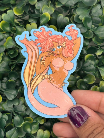 Peach Mermaid - 3 inch Sticker